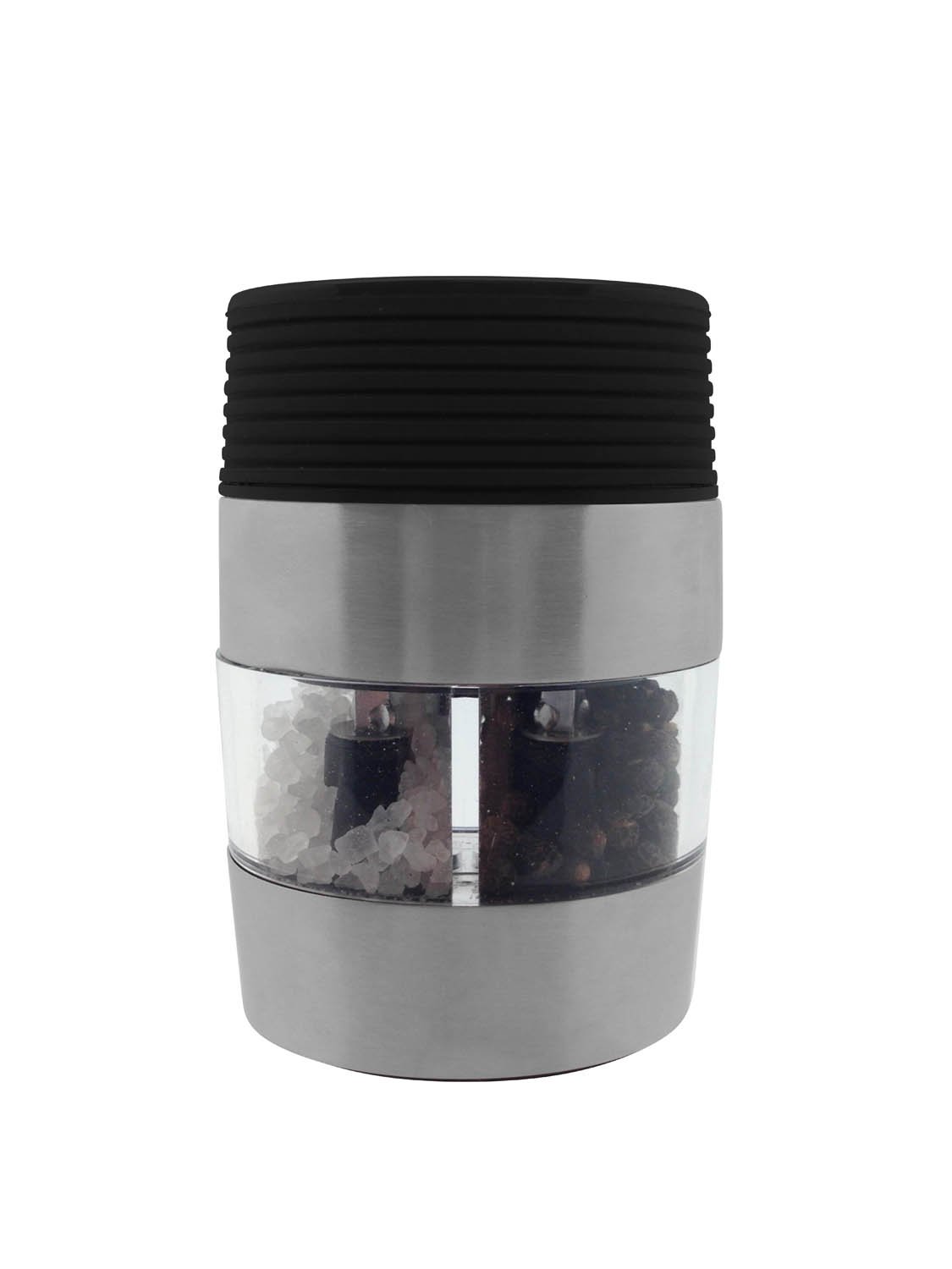 Grunwerg 2-in-1 Oval Salt and Pepper Mill, Stainless Steel & Acrylic