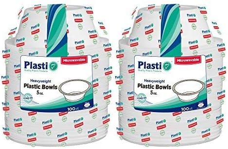 [200 Count] Plasti Plus Disposable Plastic White 5 oz Heavy Weight Dessert Bowls, Great For Weddings, Home, Office, School, Party, Picnics, Take-out, Fast Food, Outdoor, Events, Or Every Day Use,