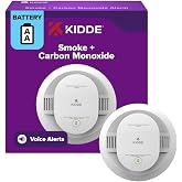 Kidde Smoke &amp; CO Detector, AA Battery-Powered, 30CUDR-V, 1 Pack | Voice Alerts, 2-in-1 Detection, LED Status Lights, Easy Installation, and 85dB Alarm, Ideal for Homes and Apartments