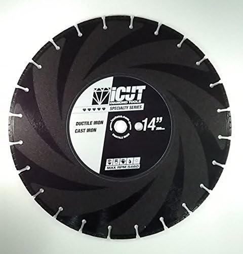 iCUT 14" Ductile Iron Electroplated Premium Turbo Diamond Blade - Laser Welded - for Cutting Cast Iron Pipe, Ductile Iron Pipe