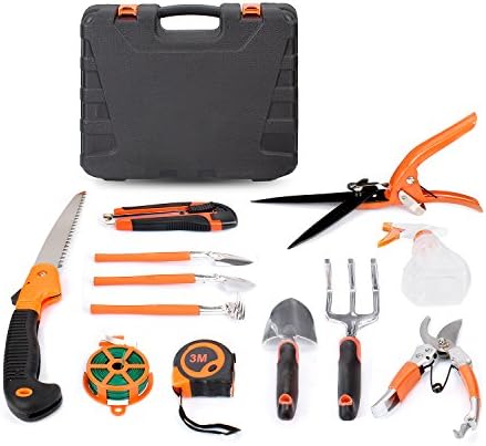 HOTPDR Garden Tool Set 12 PCS With Pruning Shears Folding Hand Saw Shovel Shears Etc