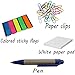 Sticky Notes Organizer with Paper Clips and Pen Neat and Compact- White Notepad & Five Sets of Index Flags - Amazing Kids, Students Gift! Mini Bundle Desk Accessory. by Mega Stationers