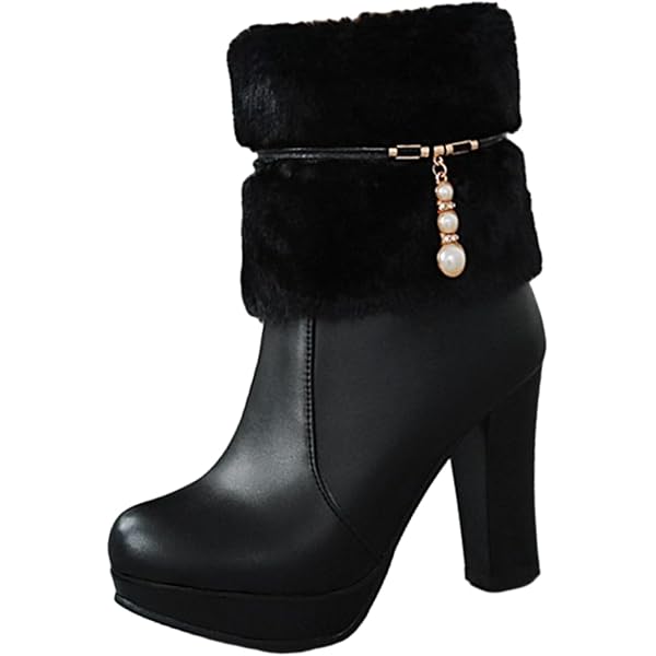 Women's Chunky Heel Ankle Booties - Shiny Dress Boots For Wedding & Party Wear