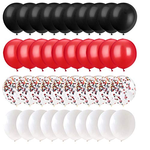 Kit De Globos De Confeti Rojo Y Negro, Globos De Confeti De 12 Pulgadas Para Bodas, Fiestas, Niñas, Mujeres, Cumpleaños, Baby Shower, Suministros De Decoración De Graduación