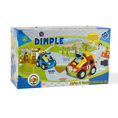 Pack of 2 Cartoon Remote Control (R/C) Police Car & Fire Truck Radio Control Toys for Kids and Toddlers with Sound and Lights by Dimple 49 & 27 Frequency, Best RC Toy and Gift for Kids