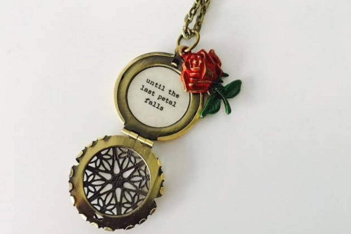 Beauty and the beast necklace, Until the last petal Falls, Enchanted Rose Locket