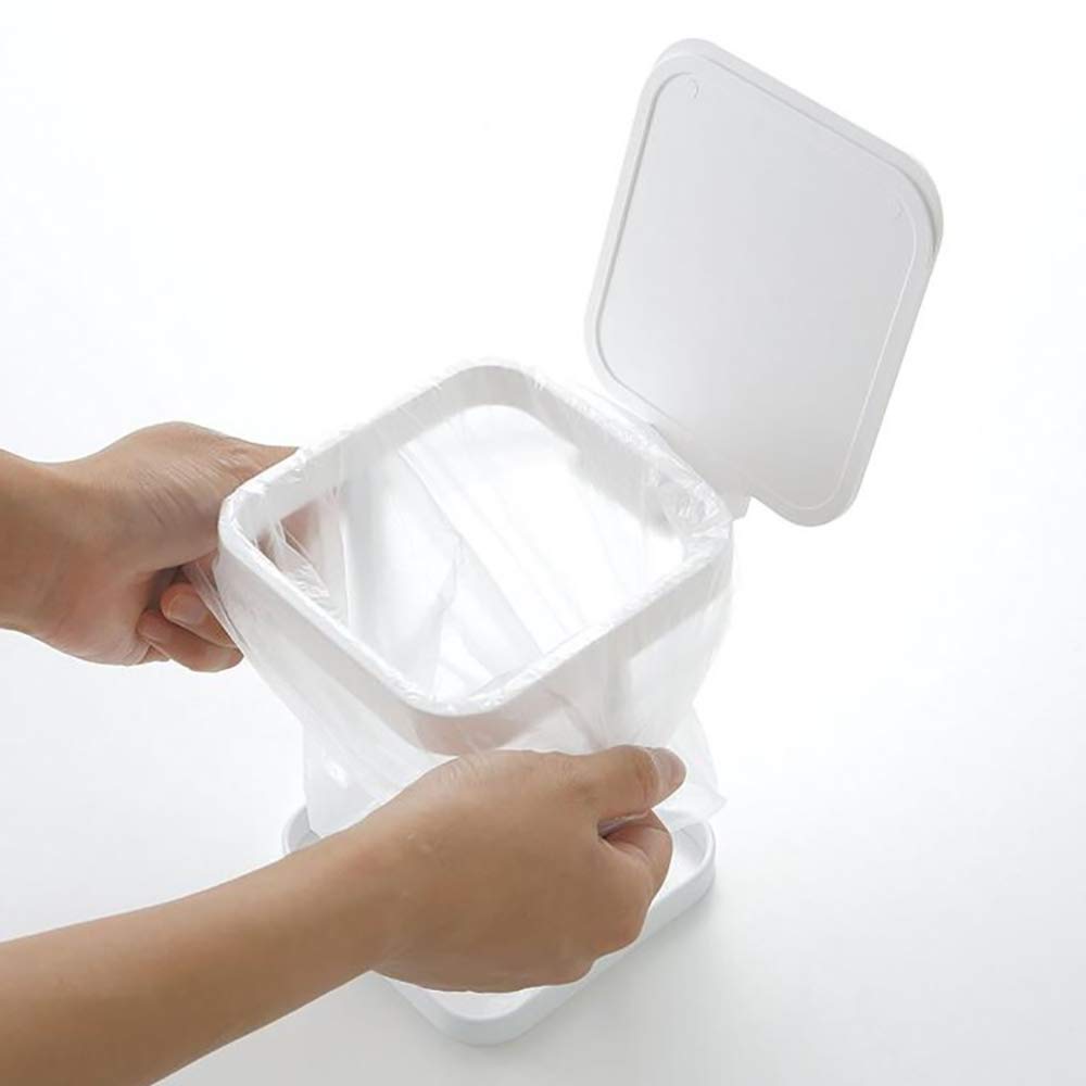 Mini Trash Can Kitchen Cabinet Door Trash Small Compact Garbage Can Hanging Cabinet Trash Plastic Bag Holder Waste Basket (White)