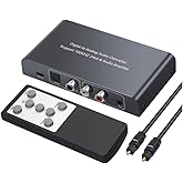 LiNKFOR DAC Konverter mit Fernbedienung 192 kHz Digital auf Analog Audio Konverter Digital Koaxial Toslink auf Analog Stereo 