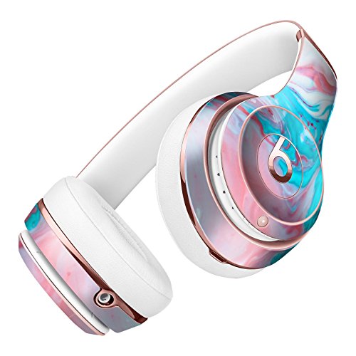 Marbleized Teal and Pink V2 DesignSkinz Full-Body Skin Kit for the Beats by Dre Solo 2 Wireless Headphones / Ultra-Thin / Matte Finished / Protective Skin Wrap