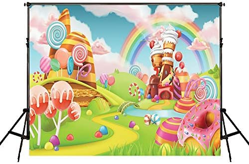 Candy Park Theme Birthday Party Banner Background Cartoon Sweet Paradise Backdrop Vinyl Cloth for Baby Shower Infant Newborn Child Artistic Portrait Photoshoot Studio Props Video 56(5x3)