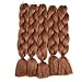 Lady Corner Ombre Braiding Hair 24inch Jumbo Braids High Temperature Fiber Synthetic Hair Extension 5pcs/Lot 100g/pc for Twist Braiding Hair (24inch(Pack of 5), Auburn Brown)