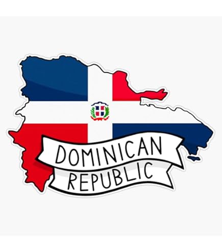 Dominican Republic Map & Flag Sticker - 3" Vinyl Decal For Laptop, Phone, Water Bottle