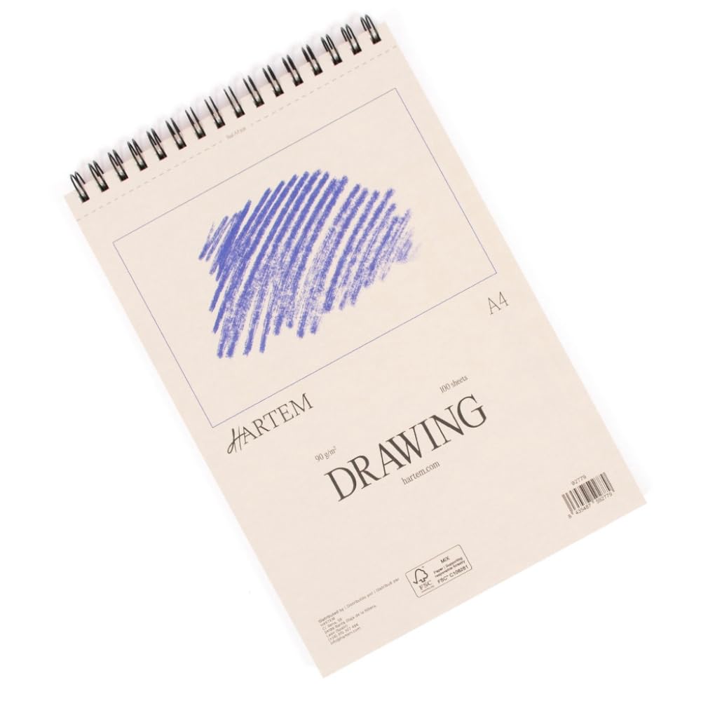 Hartem - A4 Sketchbook for Artists, Spiral Bound Drawing Pad, 100 Sheets, 60lb/90gsm Acid-Free Drawing Paper for Kids Artists, Beginners & Professionals, 21 x 29,7 cm