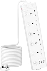 Mscien 5M 5 Gang Extension Lead with USB Slots USB-A USB-C 8 in 1 Wall Mountable view 1