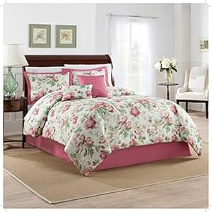 Amazon.com: 6 Piece Blush Red Pink Ivory Floral Patterned