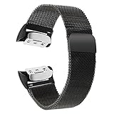Gear Fit 2 / Fit 2 Pro Watchband, TRUMiRR Milanese Loop Watch Band Stainless Steel Strap Magnetic Clasp Bracelet for Samsung Gear Fit2 SM-R360 / Fit2 Pro SM-R365 Smartwatch, Black