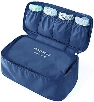 Simus-Multi-Functional Underwear Pouch Fashion Portable Bra Bag Waterproof Travel Organizer Cosmetic Make-up Bag Toilet Bag Kit Handbag Luggage Storage for Men and Women (Navy Blue)