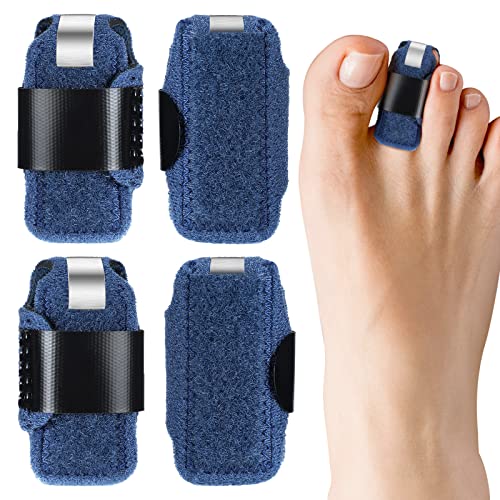Photo 1 of Jutom 4 Pieces Toe Splint Toe Straightener for Hammer Toe Corrector for Women Toe Brace Hammertoe Splint Toe Wrap Toe Covers for Women Men Broken Toe Support for Bent Toe Claw Toe Crooked Toe (Blue)