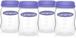 Lansinoh Muttermilchflaschen, 4 Stück - zur sicheren Aufbewahrung von Muttermilch und Brei - BPA frei