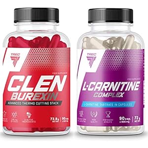 TREC Nutrition Clenburexin 90 Capsules + L-Carnitine Complex 90 Capsules | Fat Burners | Weight Loss | Slimming Pills | Fat Tissue Reduction | Thermogenic