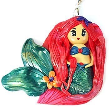 Charming kawaii cute mermaid little girls jewelry polymer clay kids girl jewellery Christmas gift for daughter niece granddaughter sister Xmas necklace