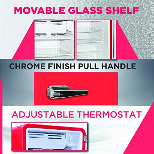 FRIGIDAIRE EFR372RED 3.2 Cu Ft Red Retro Compact Rounded Corner