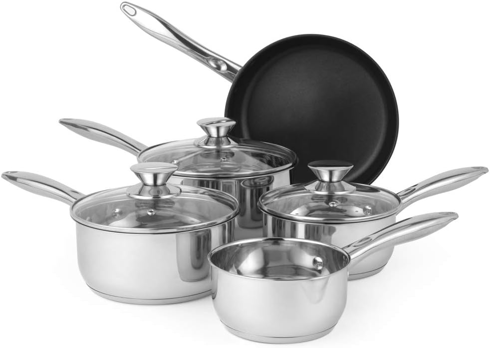 Russell Hobbs Classic Collection 5-Piece Pan Set, Silver