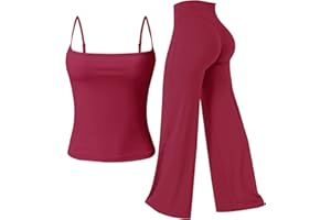 Workout Sets for Women 2 Piece Spaghetti Strap Sports Vest Straight Leg Bottoms Yoga Outfits Workout Tracksuits
