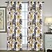 H.VERSAILTEX Blackout Curtains for Bedroom Living Room 84 Inches Long Thermal Insulated Drapes Grommet Top Vintage Yellow and Gray Floral (2 Panels, 52