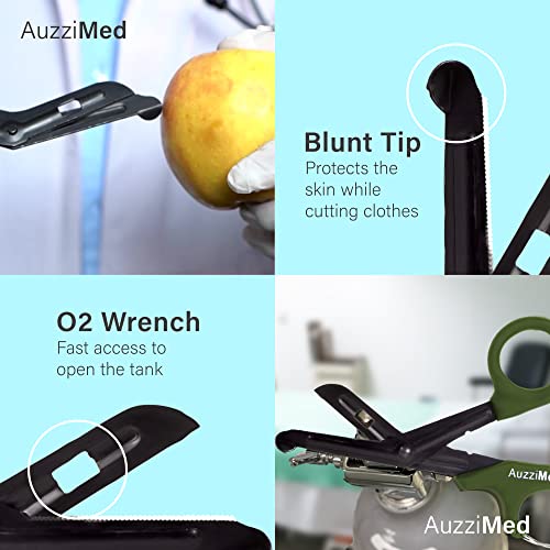 AuzziMed Trauma Shears with Carabiner Clip, Medical Shears with Curved