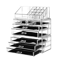 Cu AlightUp Acrylic Cosmetics Makeup and Jewelry Storage Organizer Case Display Boxes with 7 Drawers - Great for Bathroom, Dresser, Vanity, and Countertop