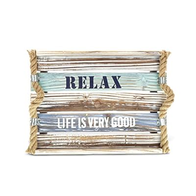 CoTa Global Blue Nautical Aquarius Relax Life is Very Good” Hanging Wall Sign, Intricate Art with Distressed Wooden…