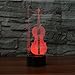 Christmas Gift Violin 3D Illusion Birthday Present Lamp, Gawell 16 Color Changing Touch Switch Table Desk Decoration Night Light with Acrylic Flat & ABS Base & USB Cable Toy for Music Lover