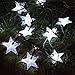 Windpnn 30ft Solar Powered Star String Lights, 50LED 8 Modes Solar Fairy Lights Outdoor Waterprooof for Christmas, Party, Wedding, Home, Garden, Patio Decoration (Cool White)