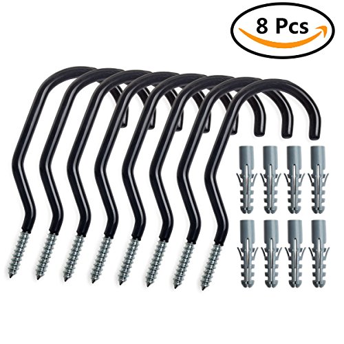 CBTONE 8 Pcs Bike Hook with 8 Pack Bolt Joint as Anchor,Heavy Duty Stainless Steel Bicycle Storage Hanger Wall Mount for Storage fit All Bike Types Easy on/Off
