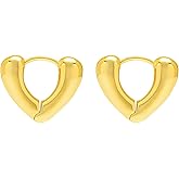 KYROVIA Gold Silver Heart Hoop Earrings for Women 14k Gold Plated Small Heart Shaped Huggie Earring Hoops Jewelry Gifts