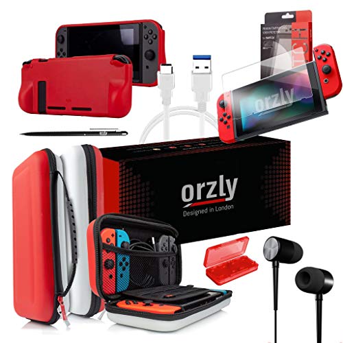 Orzly Switch Bundle, Accessories for Nintendo Switch (Glass Screen