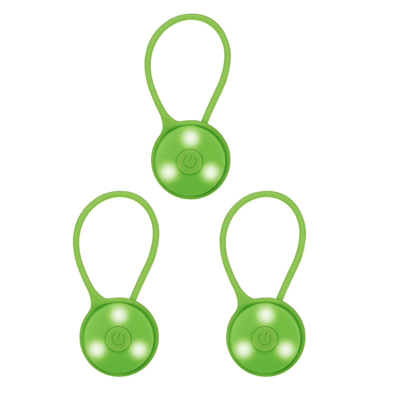 PATIKIL LED Running Light, 3 Pack Silicone Rope Bike Safety Light Running Lights for Runners, Cycling, Dog Walking, Green