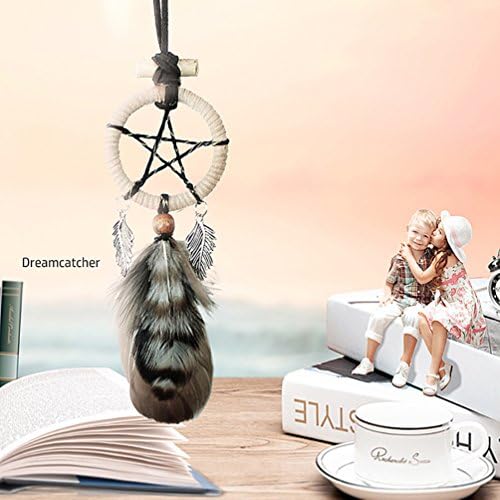 Feathery Guardian Handmade Bohemian Dreamcatcher for Car Interior (2 x 9 in.)