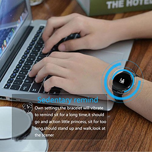L@YC New Healthy Heart Rate Blood Pressure Smart Sports Bluetooth Hand Ring Pedometer Call Notification Sleep Monitoring Bracelet, Gold - Thumbnail 4