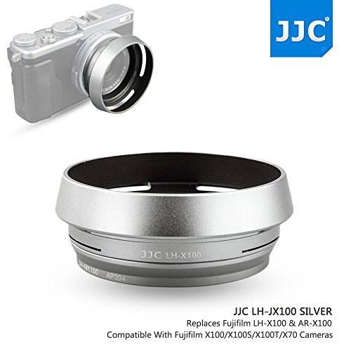 JJC Metal Lens Hood Shade Protector with 49mm Filter Adapter Ring for Fujifilm Fuji X100VI X100V X100F X100T X100S X100 X70 Replaces Fujifilm LH-X100 Lens Hood & AR-X100 Filter Adapter Ring/Silver