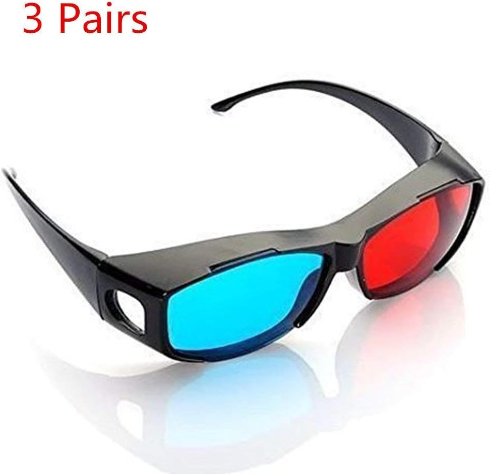 DIVISTAR 3pcs Blue and Red 3D Eyeglasses Cyan Anaglyph Simple style 3D