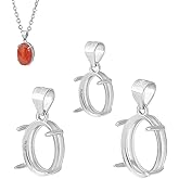 PH PandaHall 3 Sizes 925 Sterling Silver Blank Bezel Pendant Trays Oval Bezel Frame Tray Setting Pendant Charm Gemstone Support for Cabochon Gems for DIY Necklaces Jewelry Crafts Making, Platinum