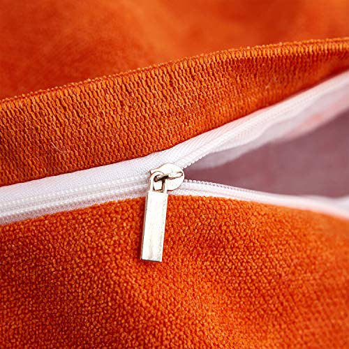 MERNETTE PACK OF 2, THICK CHENILLE DECORATIVE SQUARE THROW PILLOW COVER CUSHION COVERS PILLOWCASE, HOME DECOR DECORATIONS FOR SOFA COUCH BED CHAIR 16X16 INCH/40X40 CM (ORANGE)