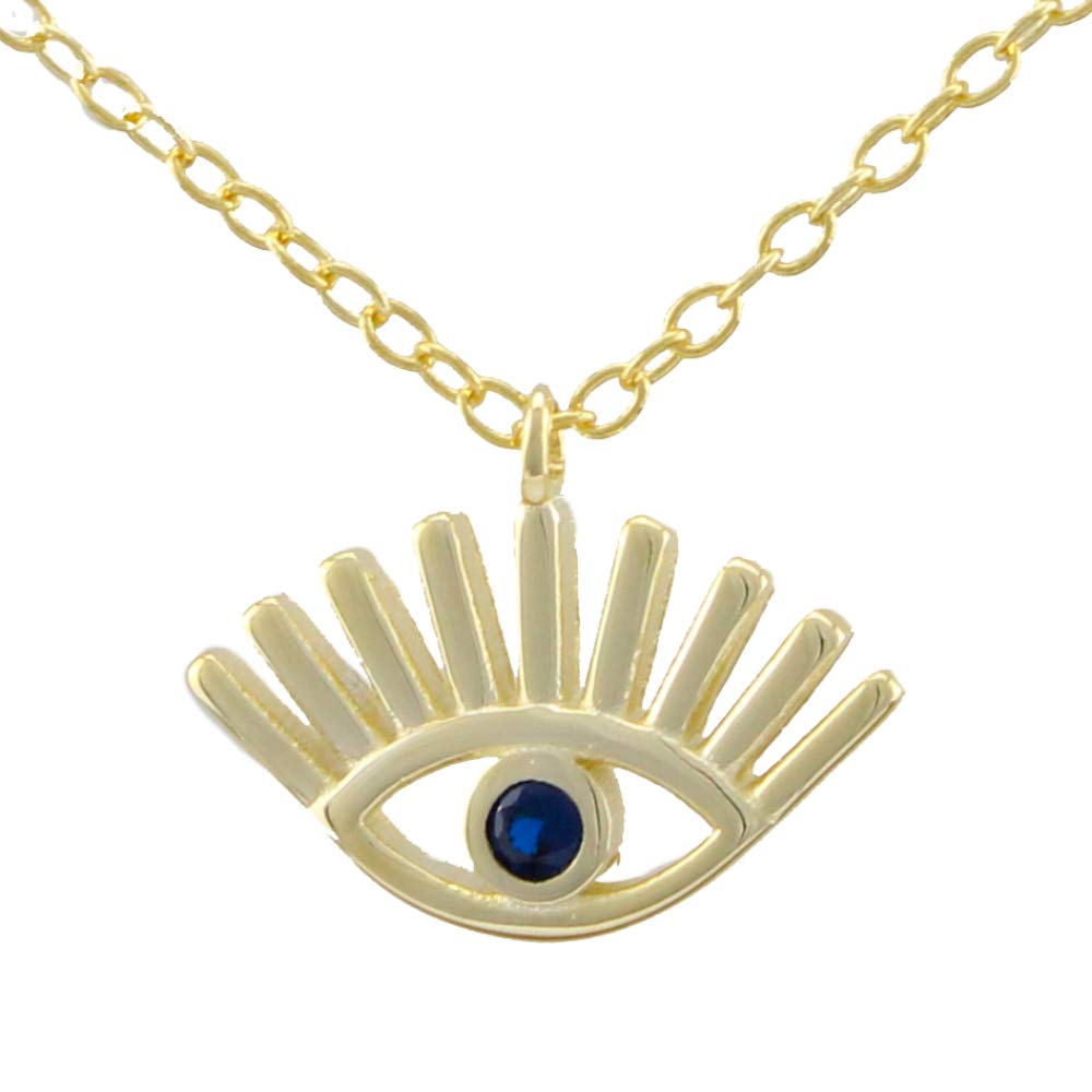 Serebra Jewelry Evil Eye Pendant Necklace made of 925 Sterling Silver with Gold Plating Lucky Charm Protection Evil Eye Women Men