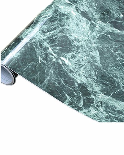 Teemall Green Granite Look Marble Effect Contact Paper Self Adhesive Pre-pasted Wallpaper 24''x60''