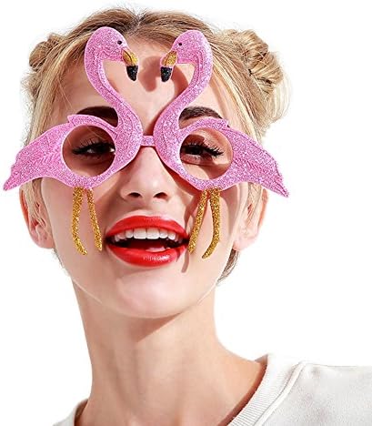 Lothver Glittered Pink Flamingo Shaped Wedding Birthday Children Party Deco Funny EyeGlasses Decorations