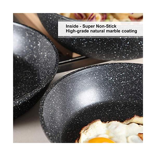 Kitchen-Academy-12-Pieces-Nonstick-Granite-Coated-Cookware-Set-Black-Bakelite-Handle-with-Wood-Effect-Soft-Touch Kitchen Academy 12 Pieces Nonstick Granite-Coated Cookware Set, Black - Bakelite Handle with Wood Effect (Soft Touch)