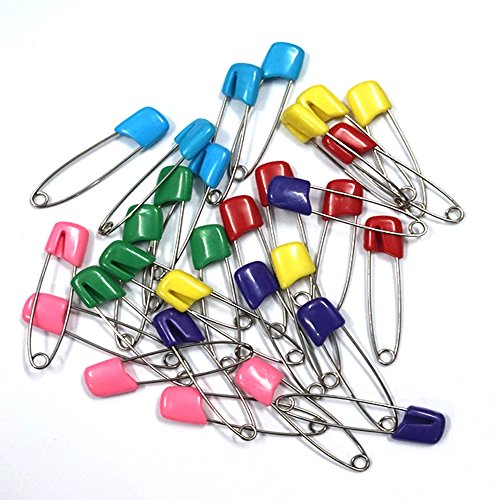 GTONEE 30pcs safety pins, cute brooch pin colorful, Stainless steel, Size L, 2.1 inch - Thumbnail 3