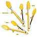 Zestkit Kitchen Tongs BBQ Silicone and Stainless Steel-3 Types for Multi-purpose Cooking (Yellow,Set of 3,10 inches)